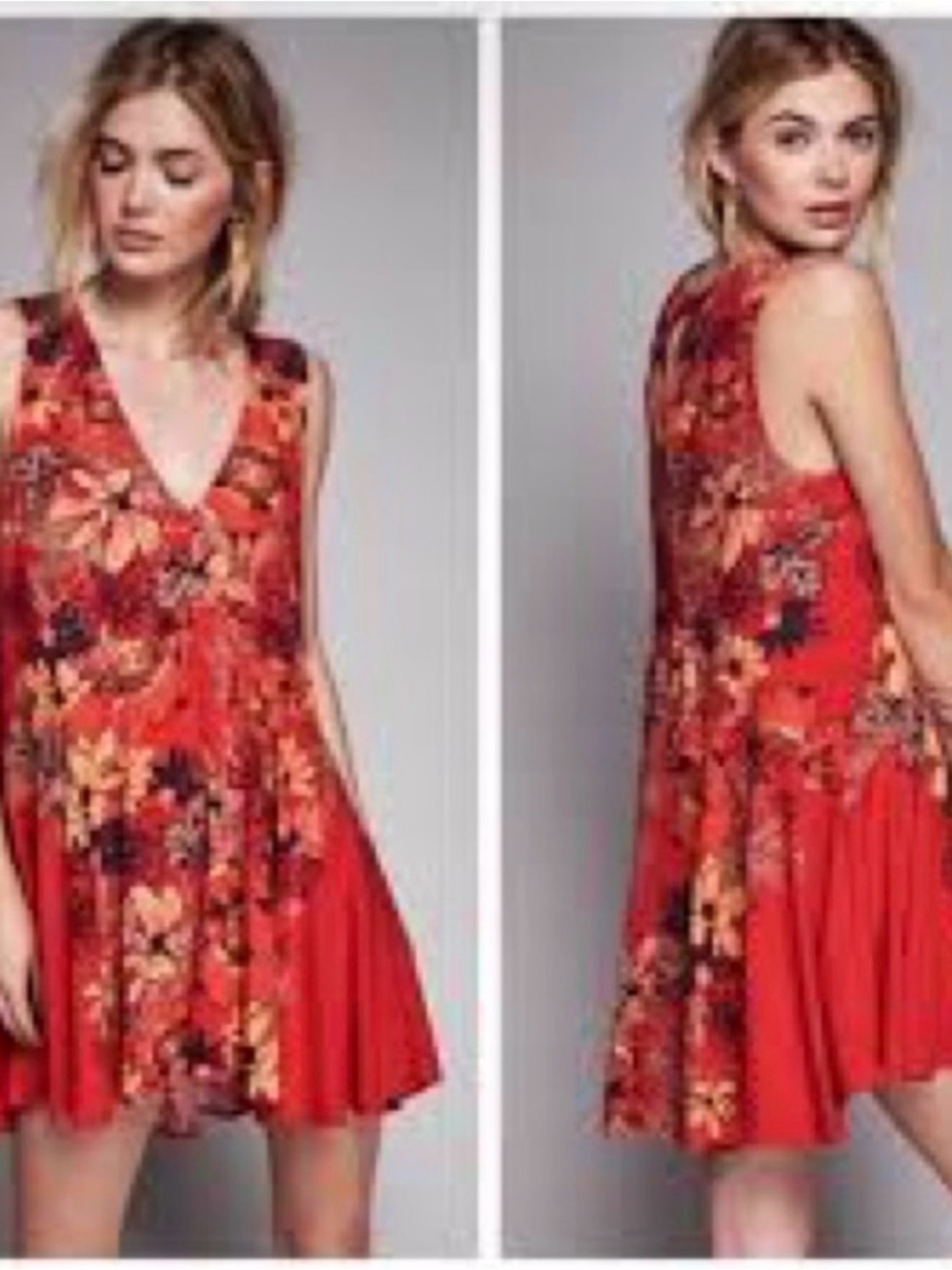 Free People Backyard Tunic Dress Size Medium Boho Floral Swing Mini